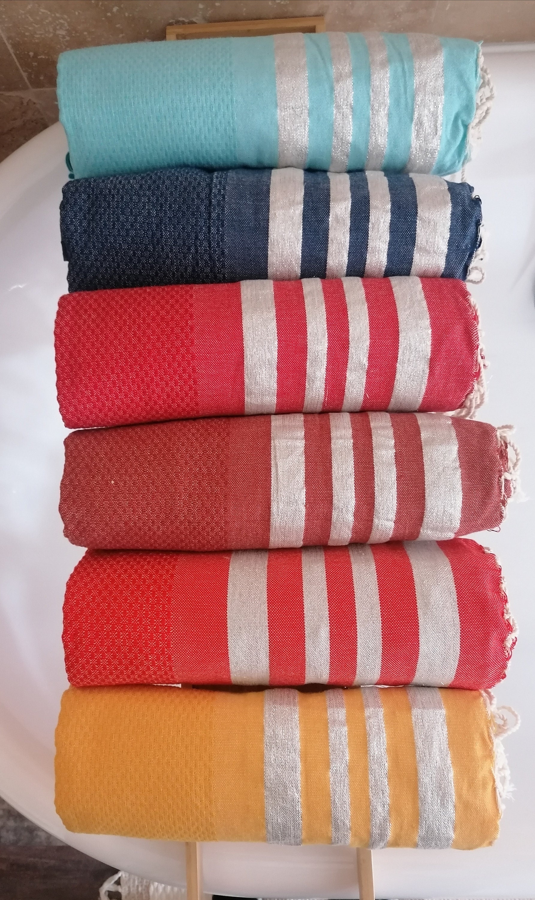 Fouta Nid d'abeille Lurex Argent 1M/2M