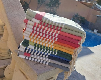 2 Foutas Achetés 1 Fouta Offerte Fouta Tunisienne Arthur 1m/2m en 100% coton , serviette de plage , magnifique paréo.