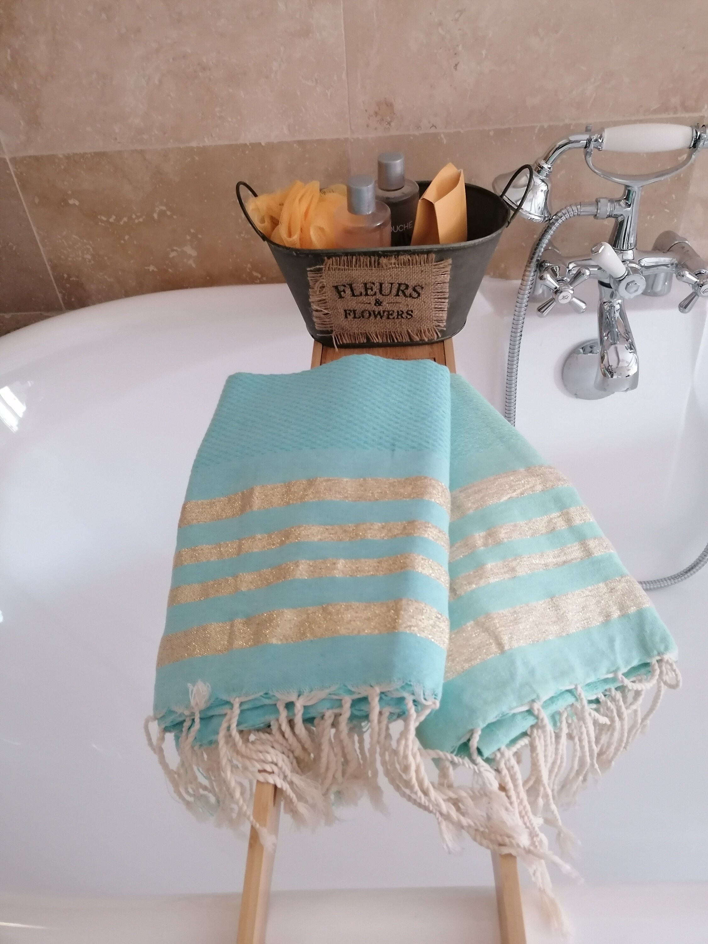Fouta Nid d'abeille Lurex Or 1M/2M