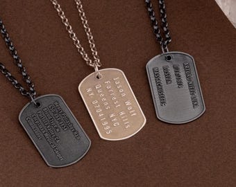 Custom Sterling Silver Dog Tag Necklace: Personalized Army ID