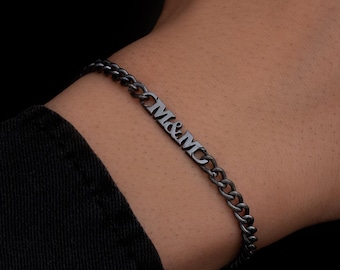 Mens Bracelet , Custom Name Bracelet , id Bracelet, Custom Mens Bracelet , Custom Bracelet , Bracelet for Him , Cuban Chain Bracelet