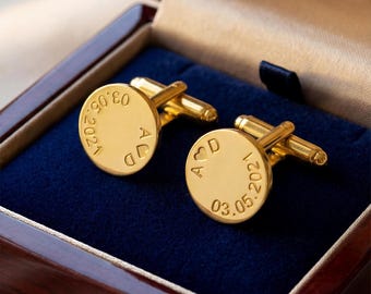 Personalized Initial Cufflinks: Custom Engraved Sterling Silver 925 Cufflinks