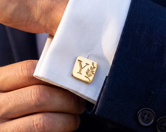 Personalized Initial Cufflinks: Sterling Silver 925 Custom Cufflinks , Wedding Custom Cufflinks