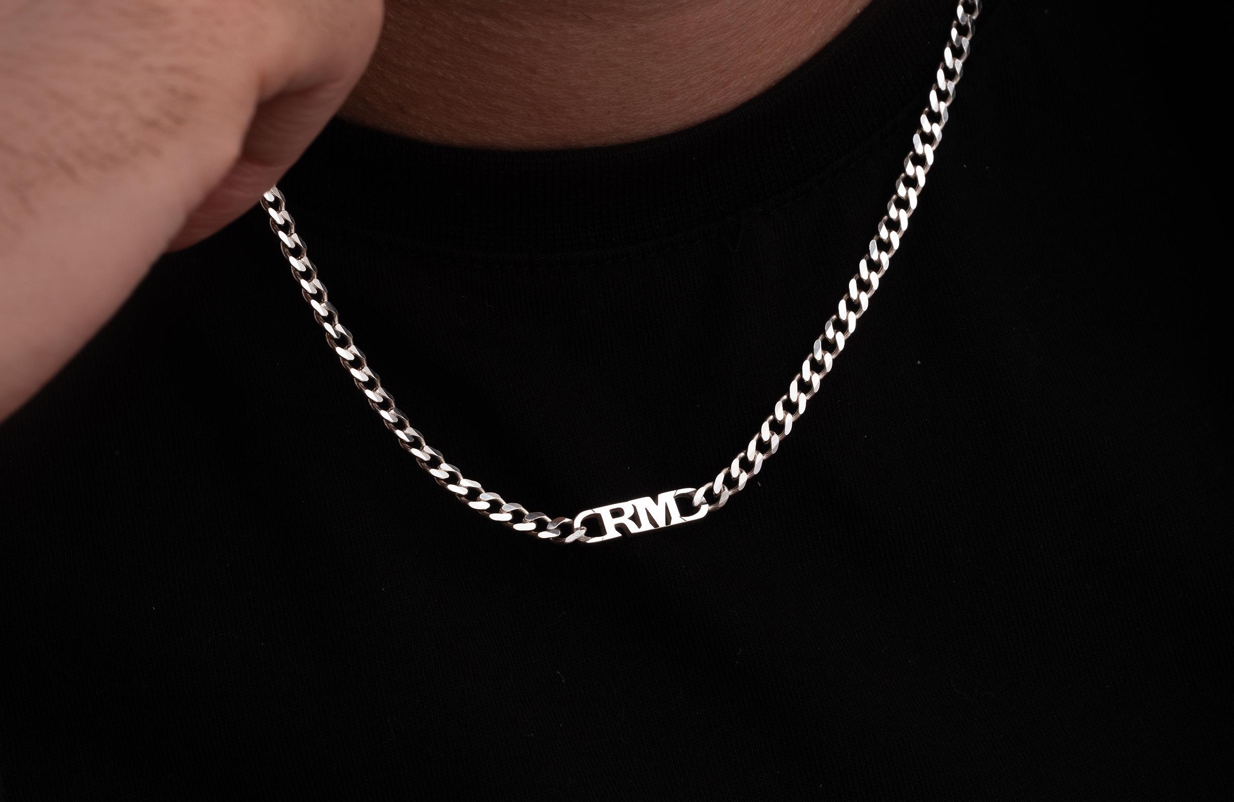 Sterling Silver Cuban Chain Nameplate Necklace - Personalized Mens Jewelry