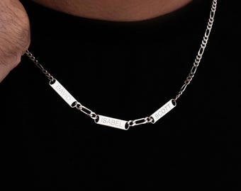Personalized Sterling Silver Name Necklace for Men - Custom Engraved Dad Gift
