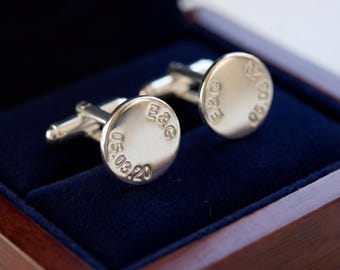 Personalized Initial Cufflinks: Sterling Silver 925 Custom Engraved Cufflinks