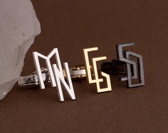 Initial Cufflinks, Personalized Cufflinks, Customized Silver Cufflinks, Wedding Gift, Cufflinks for Groom, Groomsmen Gift, Custom Cufflinks