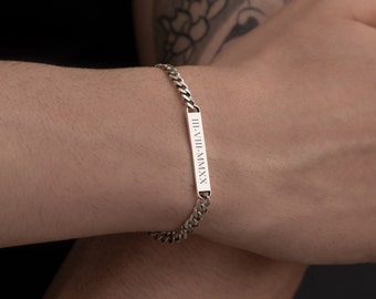 Personalized Mens Bracelet, id Bracelet, Mens id Bracelet, Mens Name Bracelet, Gift for Him, Custom Name Bracelet, Christmas Gift for Men