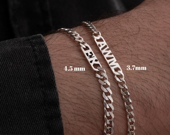Mens Bracelet , Cuban Chain Bracelet , Mens Custom Name Bracelet , Mens Name Bracelet , Personalized Mens Bracelet , id Bracelet