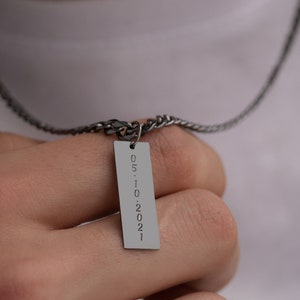 Personalized Mens Necklace, Engraved Custom Necklace for Men, Men Necklace, Gift for Men, Bar Necklace, Custom Mens Necklace, Mens Jewelry
