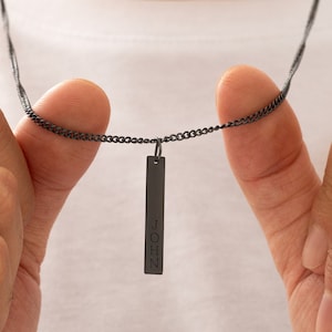 Engraved Custom Necklace for Men , Personalized Mens Necklace , Mens Custom Necklace , Custom Bar Necklace