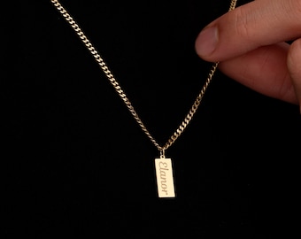 Custom Sterling Silver Cuban Chain Name Necklace - Personalized Mens Jewelry