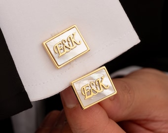 Personal Cufflinks , Initial Cufflinks with Pearl , Custom Cufflinks, Engraved Cufflinks , Wedding Gift, Cufflinks for Groom, Groomsmen Gift