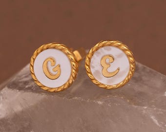Personalized Sterling Silver Pearl Cufflinks: Engraved Initial Custom Cufflinks