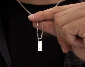 Engraved Custom Necklace for Men , Custom Fathers Day Gift , Initial Necklace for Him , Male Initial Necklace , Engraved Necklace