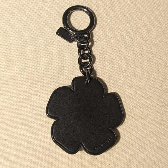 Coach Tea Rose Black Glovetanned Leather Bag Charm Gunmetal - Etsy