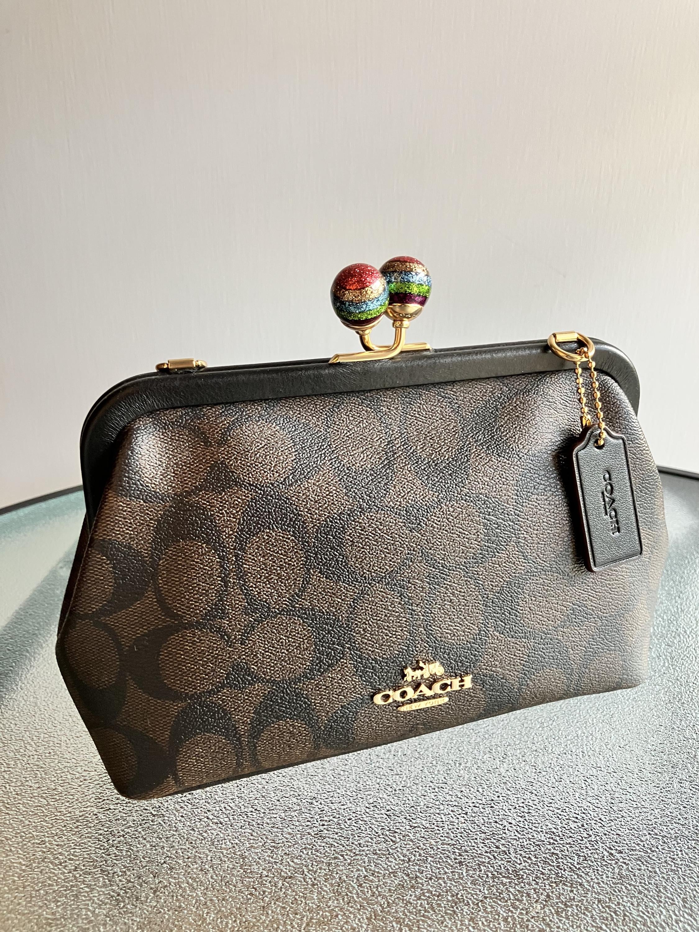 Coach Nora Kisslock Crossbody in Signature Canvas With 