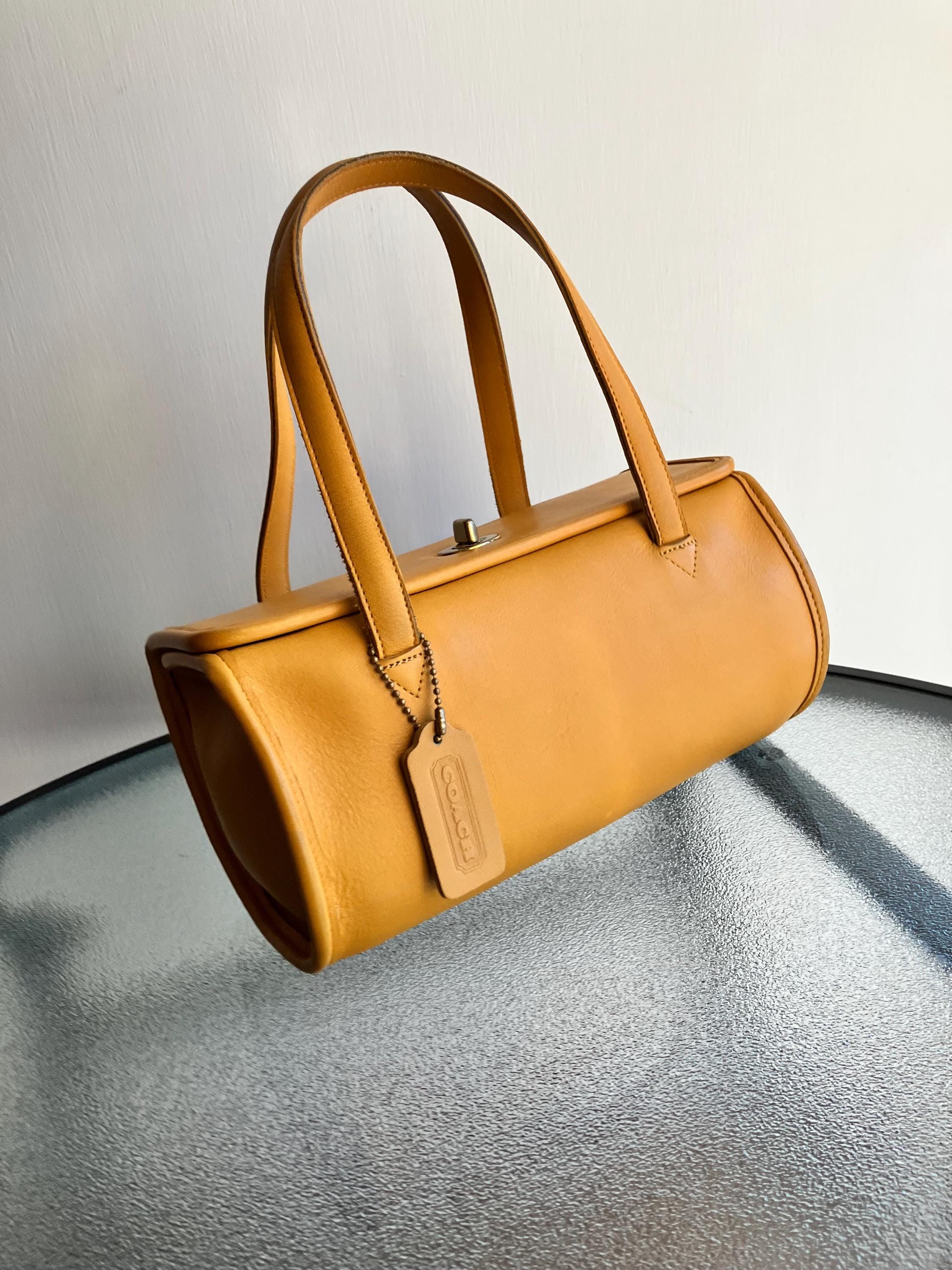 バッグ Vintage Coach Geometric Roll Bag Brown Vintage Coach Geometric Roll Bag 9045 Yellow - Etsy