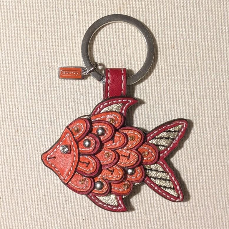 Coach Vintage Koi Fish Bag Charm Red Leather - Etsy