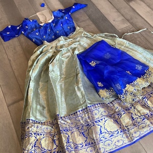Young Women Half Saree Set with Stitched Blouse in Beautiful Colors