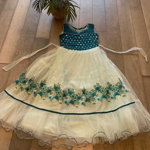 Exquisite Kids Gown in Soft Netted Embroidery