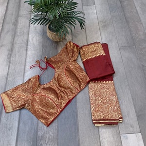 40 - 42 size Fully stitched blouse - Beautiful Soft Banarasi Mixed Silk Saree with Fully Stitched Blouse