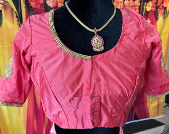 Size 36-40 size adjustable fully stitched readymade blouse with aari work