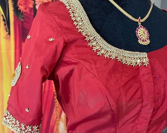 Size 38-42 size adjustable fully stitched readymade blouse with aari work
