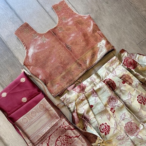 Maat 32 | Halve sariset voor meisjes 9-11 jaar | Halve sari-set voor meisjes | lehenga-choliset voor meisjes online winkelen verenigde staten | sei zijden halve sari voor meisjes