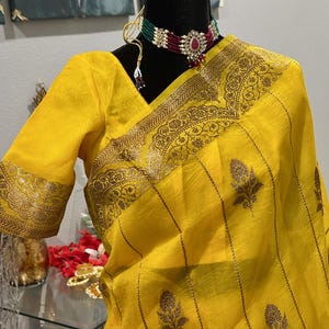 Size 36-46 inches stitched blouse | Pure, silk mark certified banaras kora silk saree with antique zari | kora silk sarees online shopping