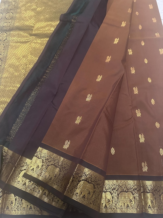 Pure,silk mark certified kanjivaram silk saree in coffee brown shade | traditional kanchi pattu sarees online shopping usa | mothers day