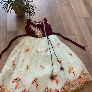 Exquisite Kids Gown in Soft Netted Embroidery