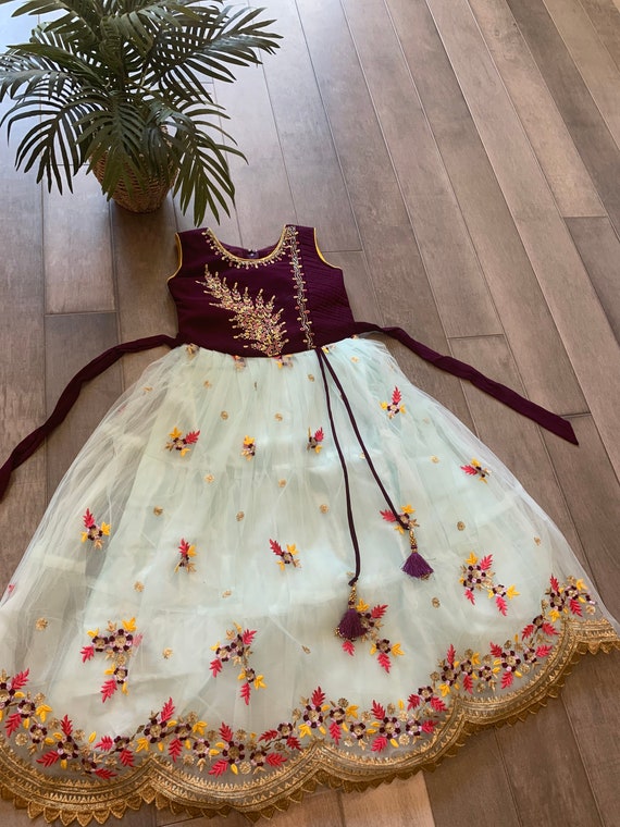 Exquisite Kids Gown in Soft Netted Embroidery