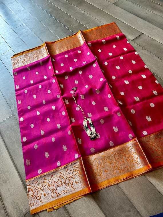 Venkatagiri pure silk saree | Venkatagiri pattu online shopping usa | Handwoven, pure venkatgiri silk saree | Diwali | Silver zari saree