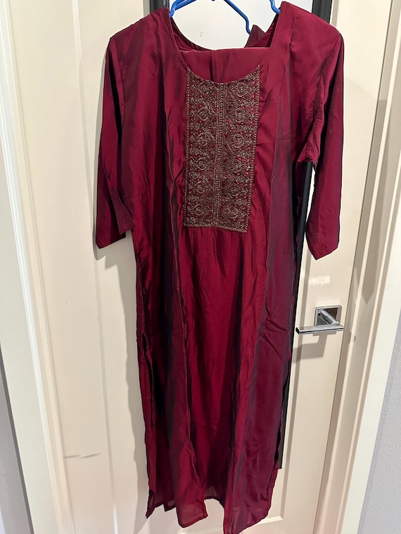 Size XL | Metallic red salwar suit with embroidery work | party wear salwar suits online shopping usa | sequin work | indian suit set usa