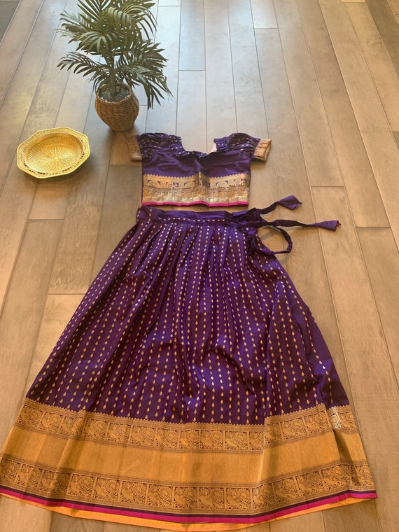 Designer Banarasi Silk Lehenga Blouse Sets for Girl Kids - 11 to 13 years old