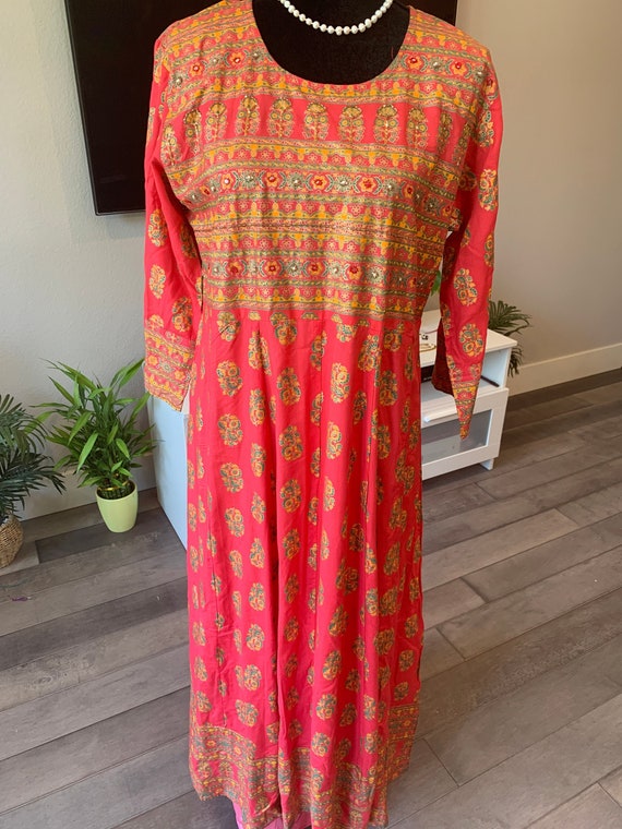 Size XL - Grand gold foil printed and sequin work gown | gowns for women | gowns online usa