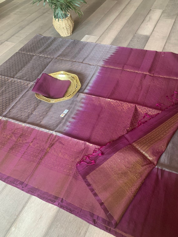 Silk Mark Certified Pure Kanchi Silk Brocade Saree | kanchi pattu sarees | kanchi pattu online usa