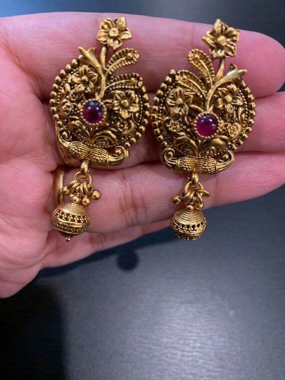 One gram gold ruby earrings deals
