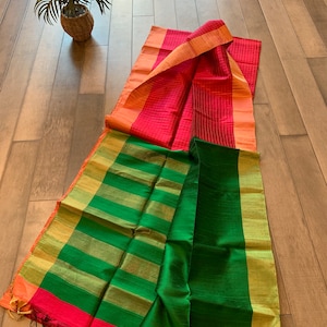Elegant Silk Mark Certified Jute Silk Saree with Beautiful Contrast