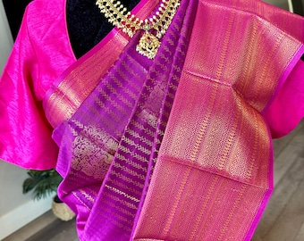 Size 42-46 optional stitched blouse | Grand mixed silk saree with all over zari work | pattu sarees online shopping usa | ethnic sarees usa