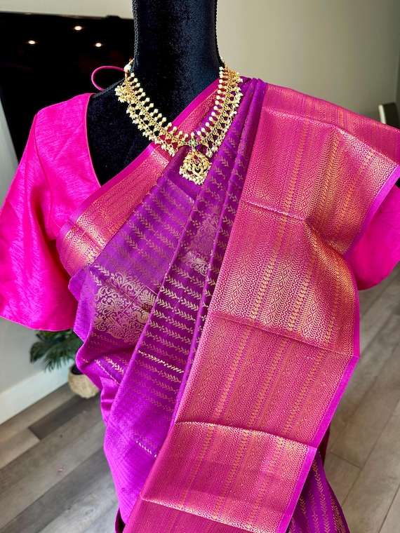 Size 42-46 optional stitched blouse | Grand mixed silk saree with all over zari work | pattu sarees online shopping usa | ethnic sarees usa
