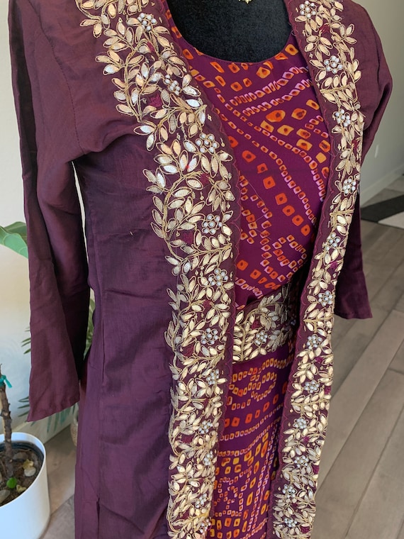 Size M - Anarkali set in Bandhni and gota work | party wear anarkali online shopping usa