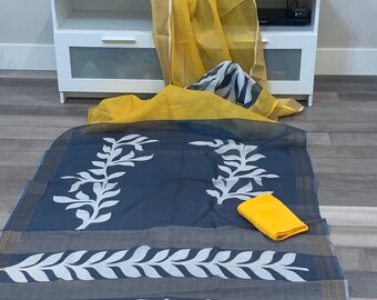 Linen mixed silk saree with digital print | Linen pattu sarees online shopping usa | linen silk sarees | indian ethnic | sarees for haldi