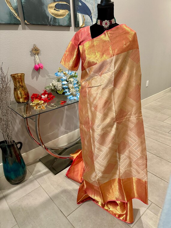 Size 36-44 stitched blouse | Silk mark certified pure kanjivaram silk saree | kanchi pattu sarees online shopping usa | Pure Kanchi silk