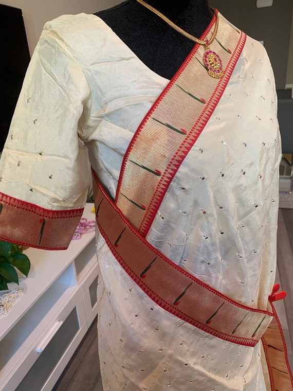 Size 36-44 fully stitched blouse | Pure Banarasi Munga Silk Saree with Mirror work | Banarasi silk sarees online usa | banarasi sarees