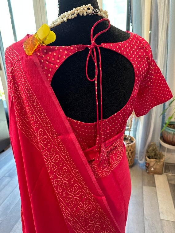 Size 36-44 adjustable stitched blouse : Pure gajji silk saree with bandhni prints and lagdi patta pallu | gajji silk sarees online shopping