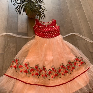 Exquisite Kids Gown in Soft Netted Embroidery
