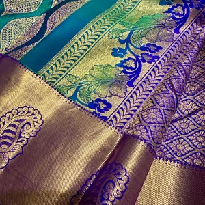 Silk mark pure kanjivaram silk saree | wedding saree | kanchi pattu sarees online shopping usa | kanchipuram silk saree online | green saree image 8
