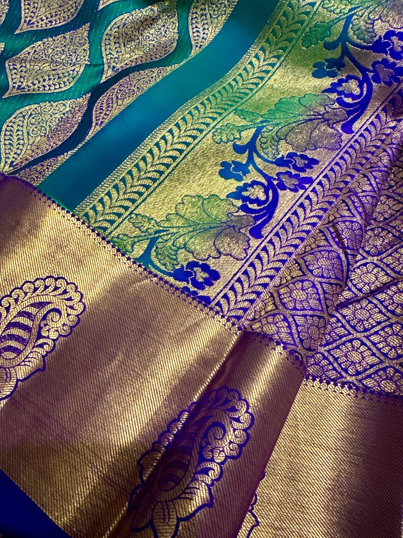 Silk mark pure kanjivaram silk saree | wedding saree | kanchi pattu sarees online shopping usa | kanchipuram silk saree online | green saree image 8